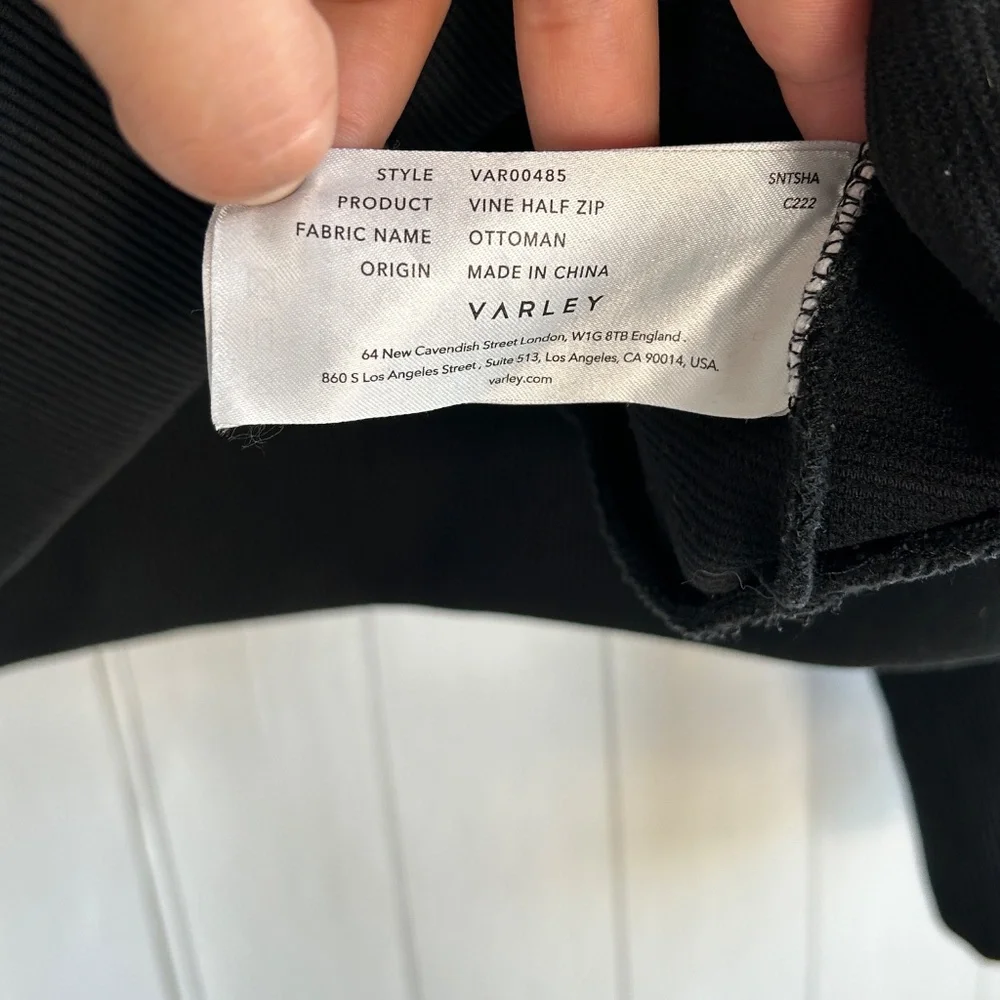 Varley women size S Vine half zip sweater black ottoman fabric ribbed athleisure - Picture 11 of 12